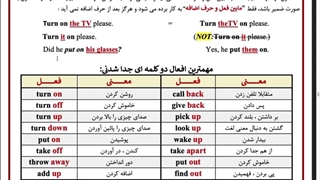 آموزش زبان انگلیسی: ویژن سال یازدهم ( افعال جدا شدنی درس دوم )
