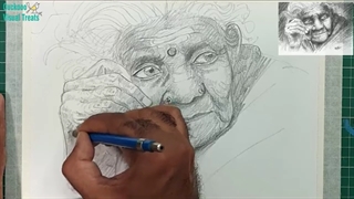 ✅ آموزش طراحی رئال پرتره پیرزن