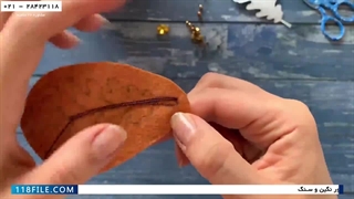 آموزش جواهر دوزی - طرح جواهر دوزی - آموزش گل سینه برگ پاییزی