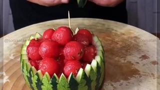 آموزش تزئین هنداونه ی شب یلدا