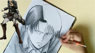 نقاشی لیوای آکرمن از انیمه نبرد با تایتان حمله به تایتان